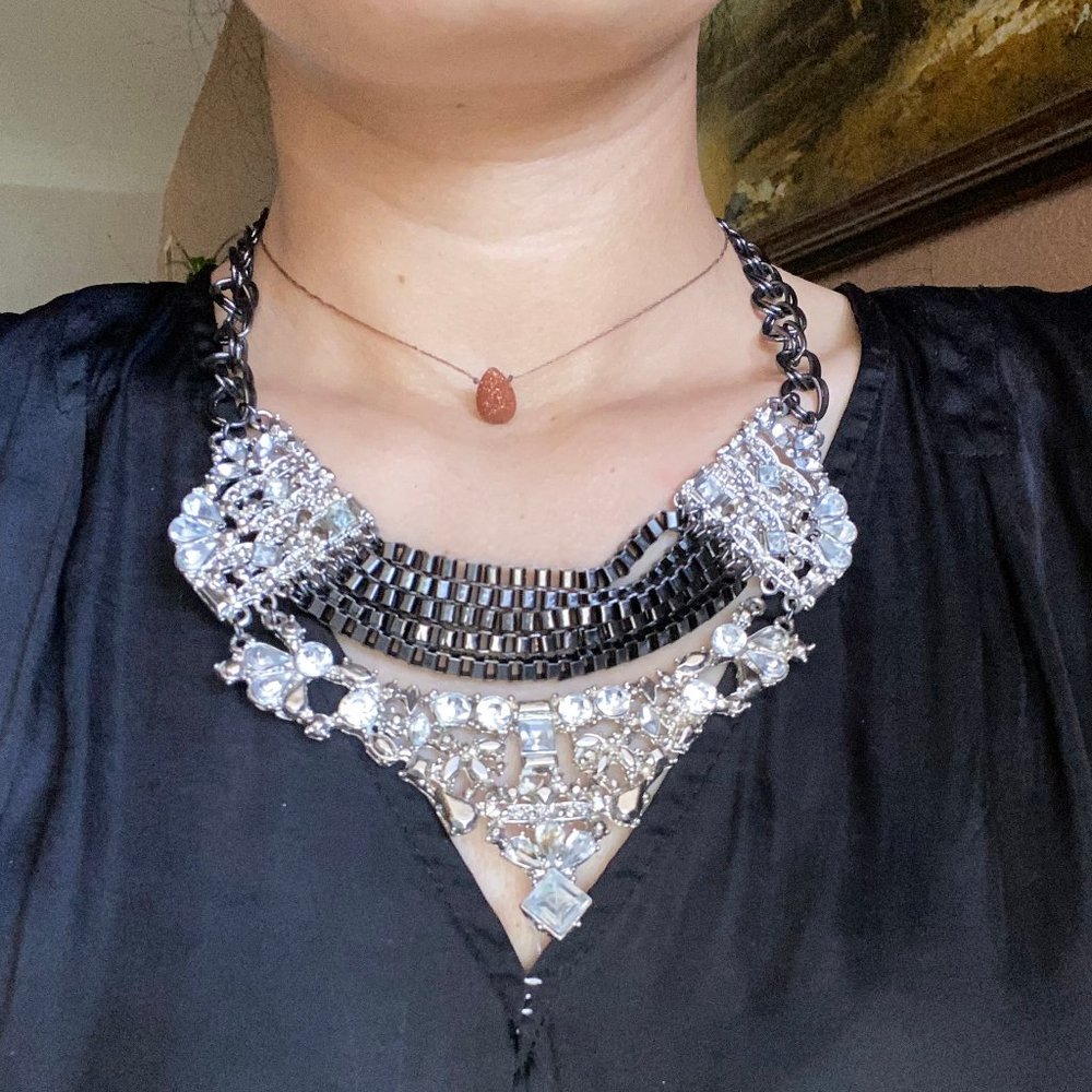 Black and Silver Layered Necklace